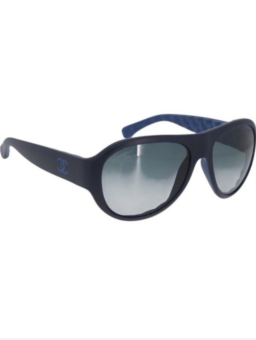 Chanel 6050 Shield/Aviator Sunglasses Blue/ Green With Chanel Black Cushion Case